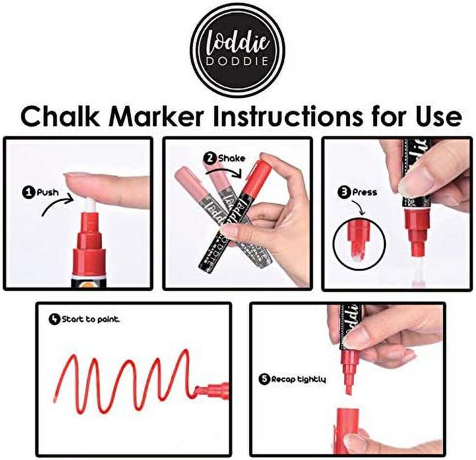 Loddie Doddie Liquid Chalk Markers - Pack of 4 Chalk Pens - Perfect for  Chalkboards, Blackboards, Windows, Glass, Bistro